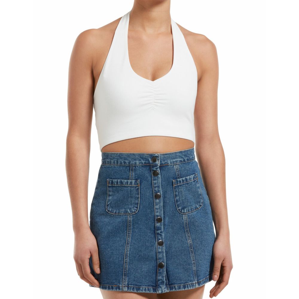 Hue Women's Ruched Blackout Cotton Halter Top